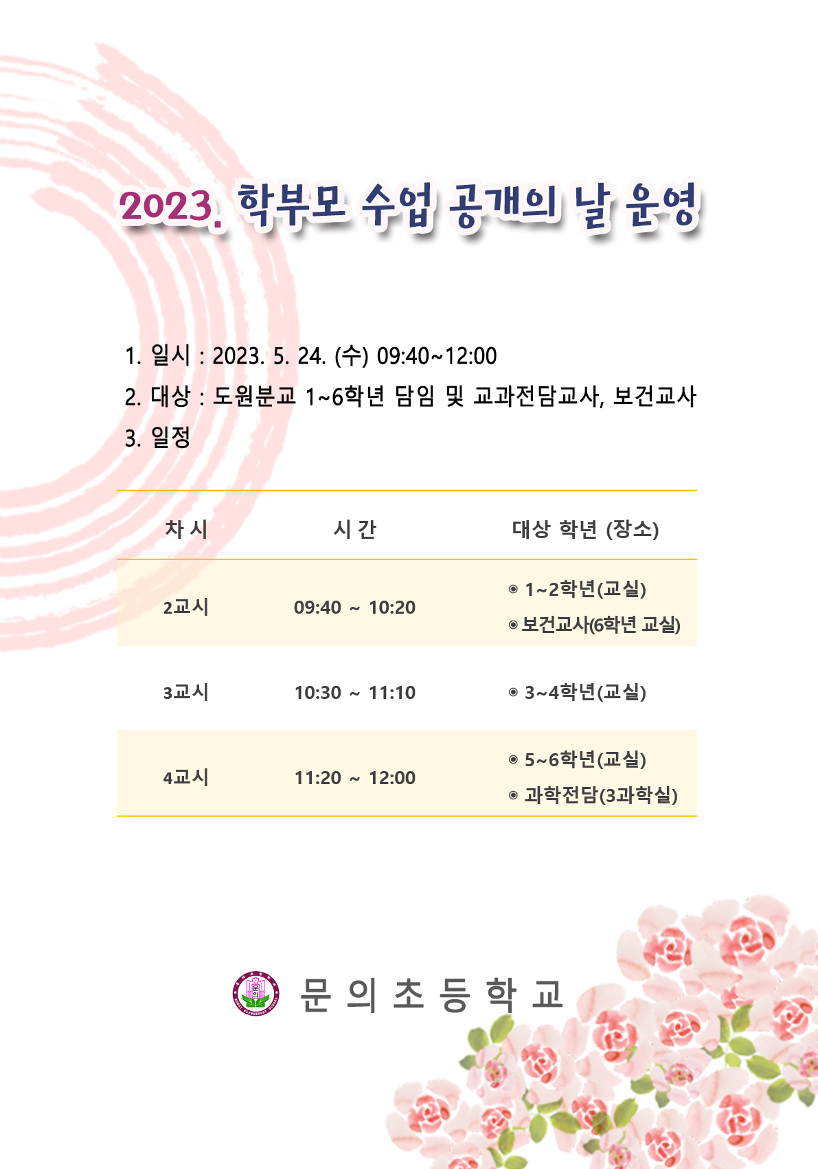 2023. 도원분교 학부모 수업 공개의 날 운영